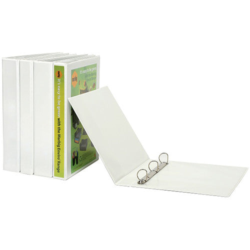 Marbig Clearview Insert Binder 38mm 4D A4 White Carton of 12