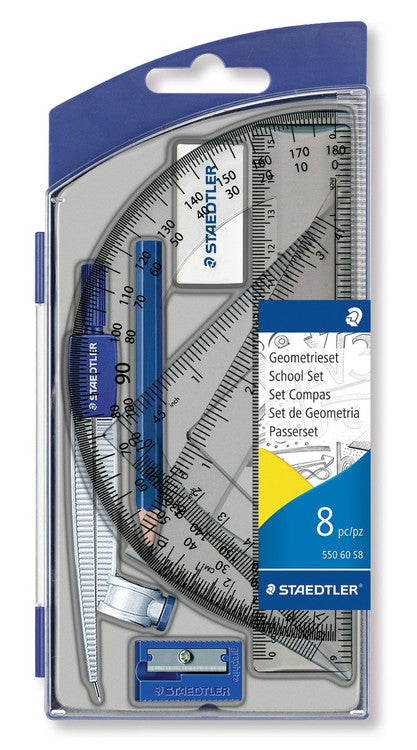 Staedtler 550 60 S8 Maths Set 8 Pieces Flip Open Storage Box