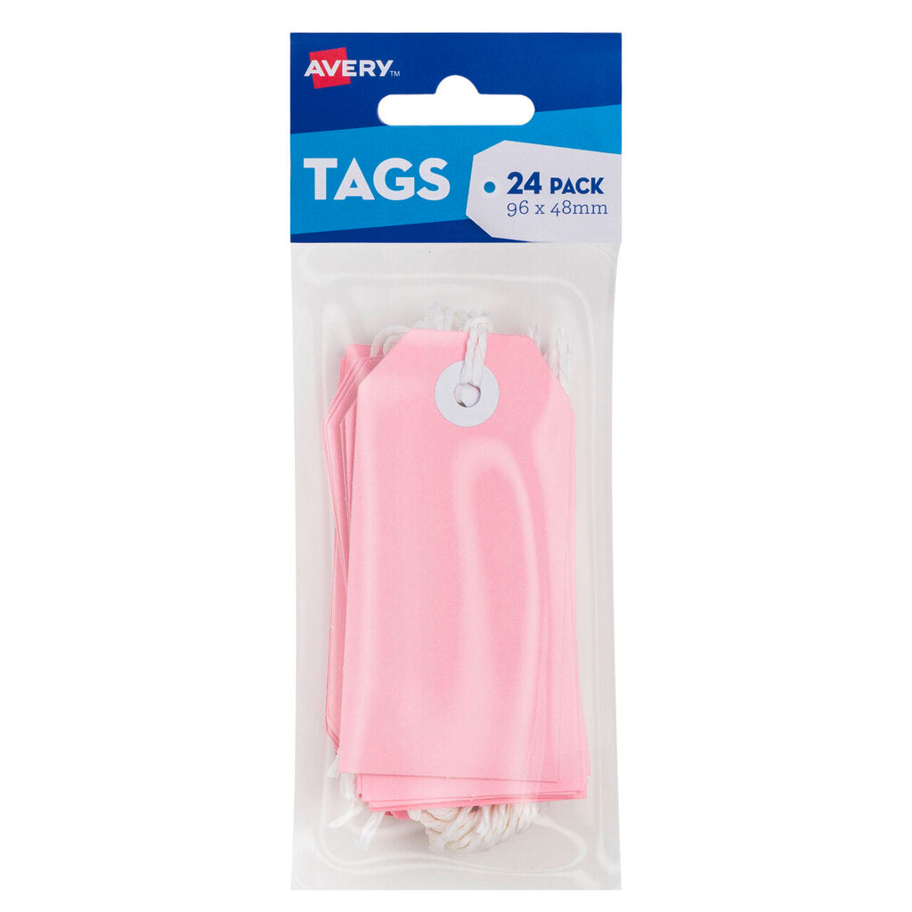 Avery Tag-It with String Size 3 Pastel Pink Pack 24