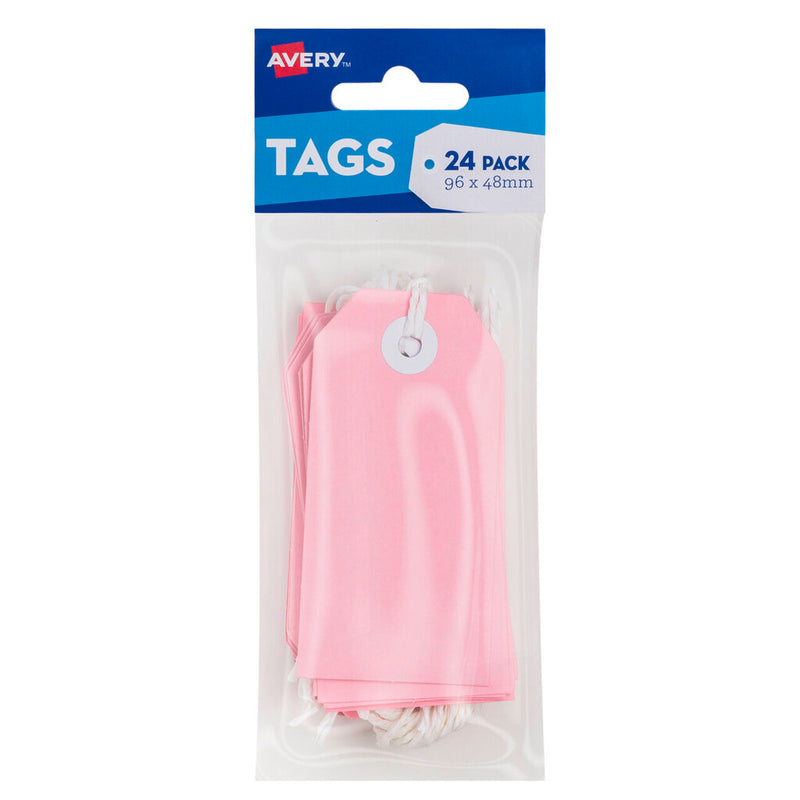 Avery Tag-It with String Size 3 Pastel Pink Pack 24