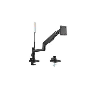 Kensington SmartFit Heavy Duty Single Monitor Arm in black with the height chart pole, C-clamp and grommet mount
