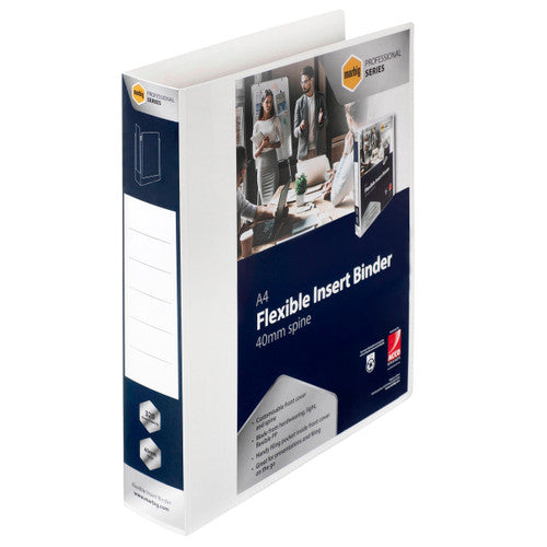 Marbig Professional Insert Binder 40mm 3D PP A4 White Pack of 8
