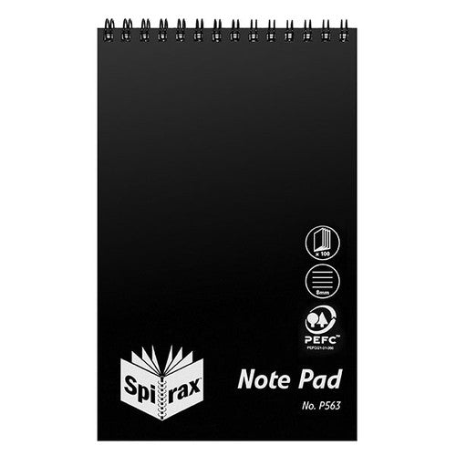 Spirax Polypropylene Reporters Notebook Top Opening 200 x 127mm 100 Pages Black