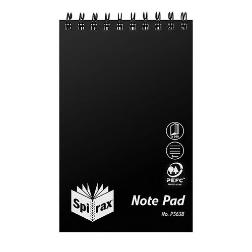 Spirax Polypropylene Reporters Notebook Top Opening 200 x 127mm 300 Pages Black