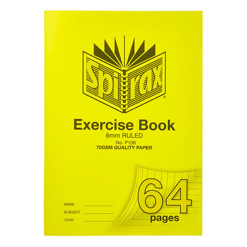 Spirax P106 Exercise Book A4 64 Page 8mm Ruled Pack of 10