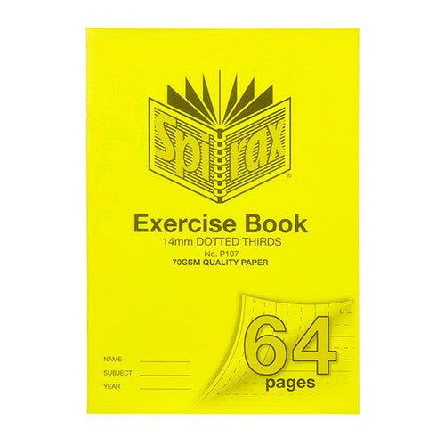 Spirax P107 Exercise Book A4 64 Page 14mm Dotted Thirds Pack of 10