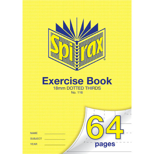 Spirax Exercise Book A4 64 Page 18mm Dotted Thirds Pack of 20