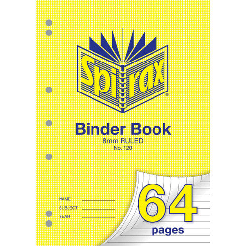 Spirax 120 Binder Book A4 64 Page 8mm Ruled