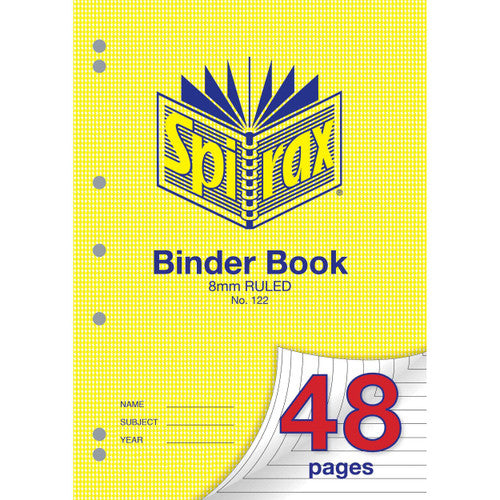 Spirax 122 Binder Book A4 48 Page 8mm Ruled Pack of 20