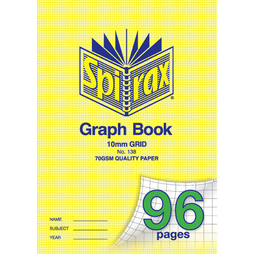 Spirax Graph Book A4 96 Pages 10mm Grid Pack of 10