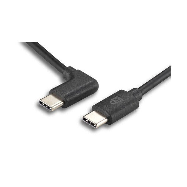 Kensington USB-C Charging Cable 10-pack close-up of the two black USB-C ends, one angled at 90 degrees and one straight, with the Kensington logo