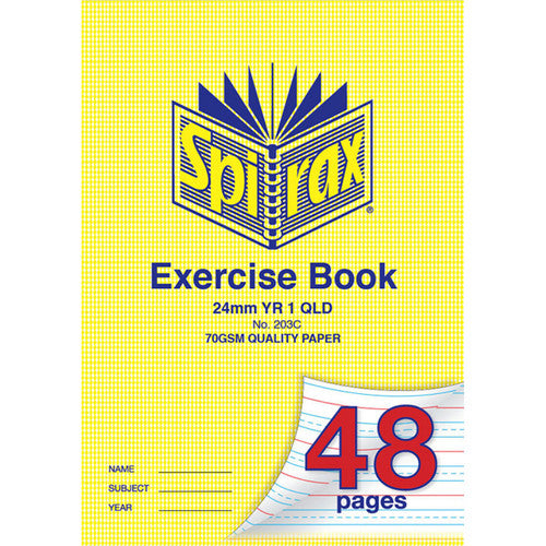 Spirax Exercise Book A4 QLD Ruled Year 1 24mm 48 Page Pack of 20