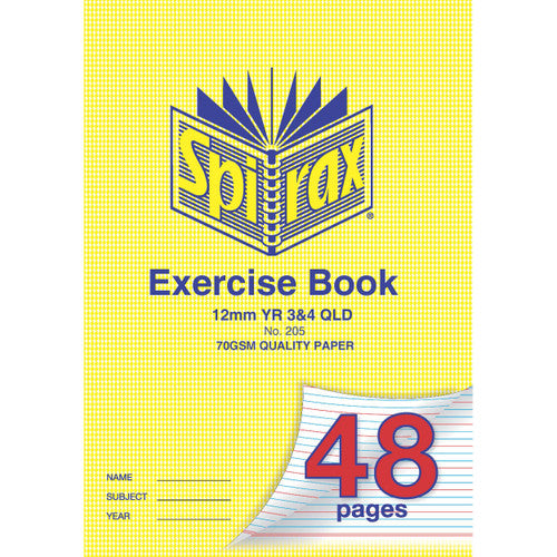 Spirax Exercise Book A4 12mm Ruled Year 3 and 4 QLD 48 Page Box of 20