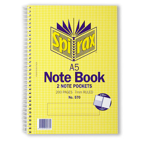 Spirax 570 Notebook A5 Side Opening 200 Page With Pocket Pack of 15