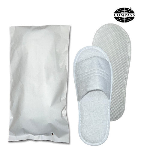 Compass Standard Hotel Slippers Terry Cotton in Paper Sleeve Carton of 100