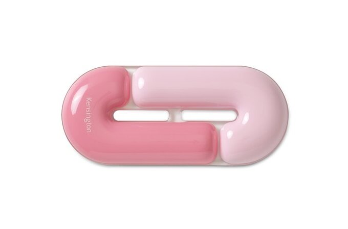 Pink and white wrist rest on a white background