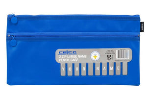 Celco Name Pencil Case Blue Large 2 Zip 350 x 180mm Pack of 10