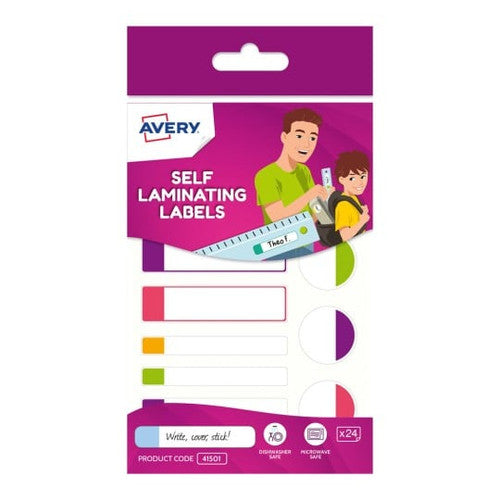 Avery Kids Self Laminating Labels Assorted Shapes 24 Pack Colour Set 2