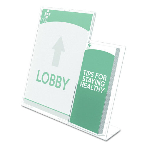 Deflecto Slanted Sign Holder with DL Pocket On Side A4 Portrait