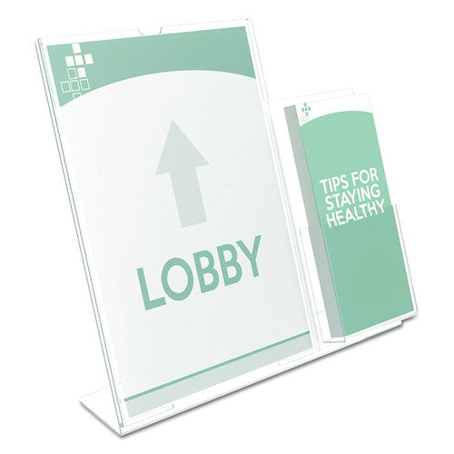 Deflecto Slanted Sign Holder with DL Pocket On Side A4 Portrait