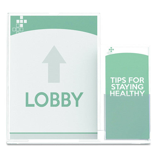 Deflecto Slanted Sign Holder with DL Pocket On Side A4 Portrait