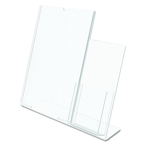 Deflecto Slanted Sign Holder with DL Pocket On Side A4 Portrait