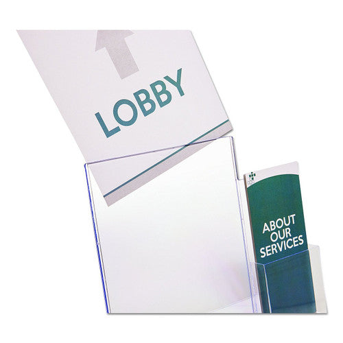 Deflecto Slanted Sign Holder with DL Pocket On Side A4 Portrait