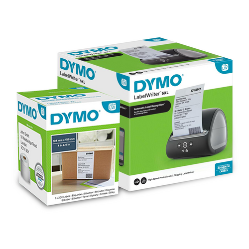 Dymo LabelWriter 5XL starter bundle with printer and shipping label roll for ecommerce dispatch