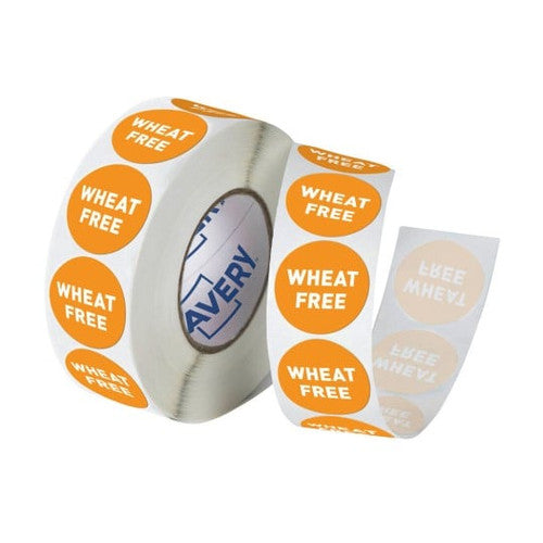 Avery Food Safety 'Wheat Free' Allergy Label 24mm 1000 Roll