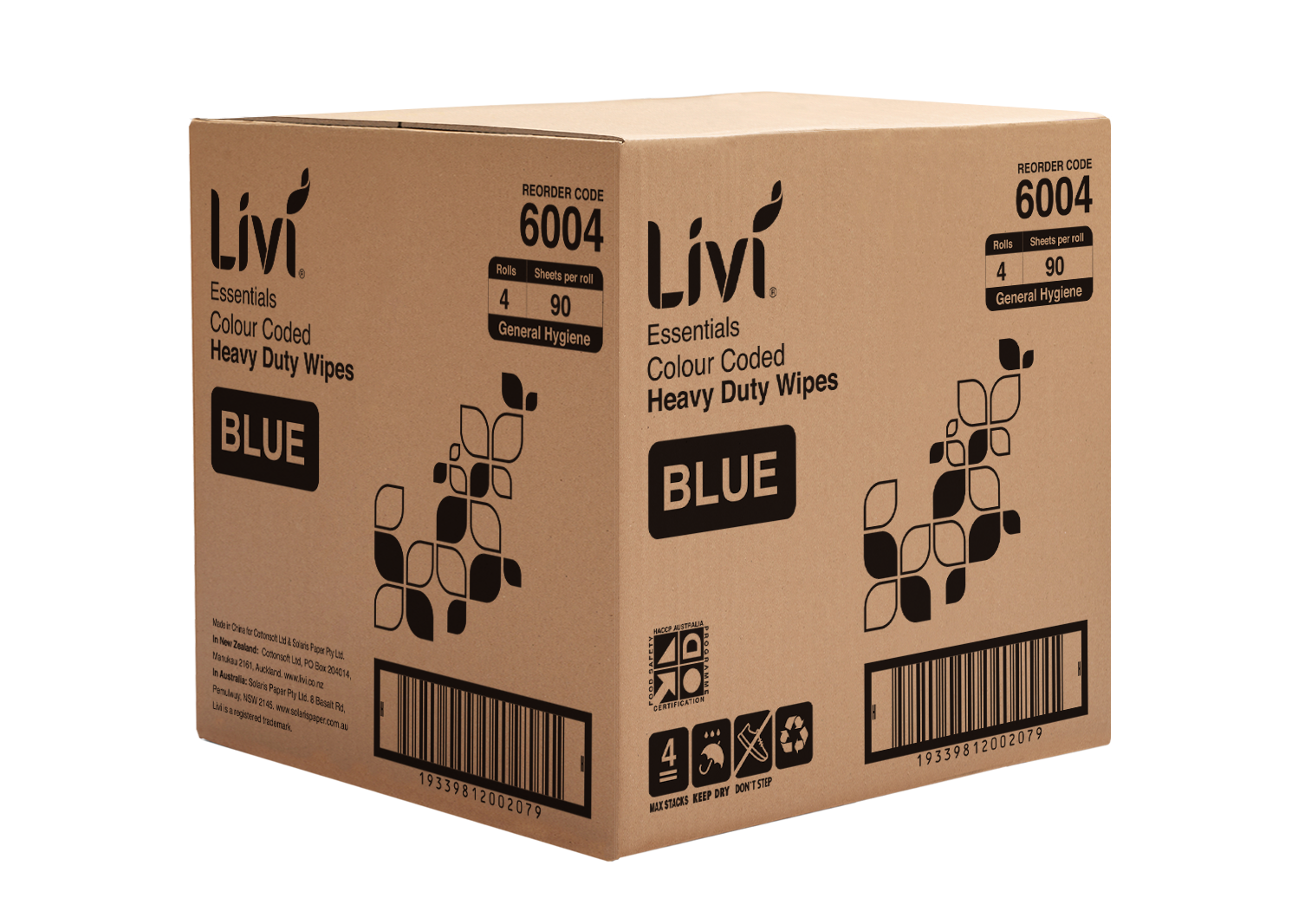 Livi 6004 Essentials commercial wipes blue carton