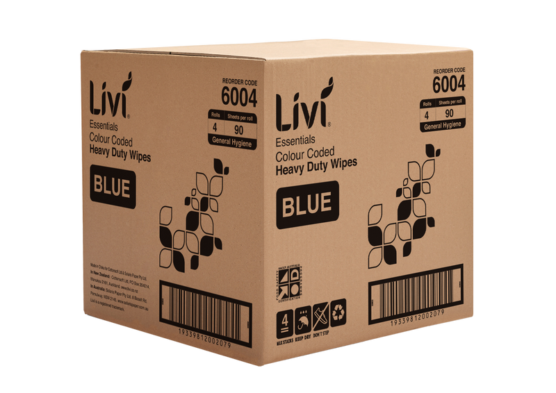 Livi 6004 Essentials commercial wipes blue carton