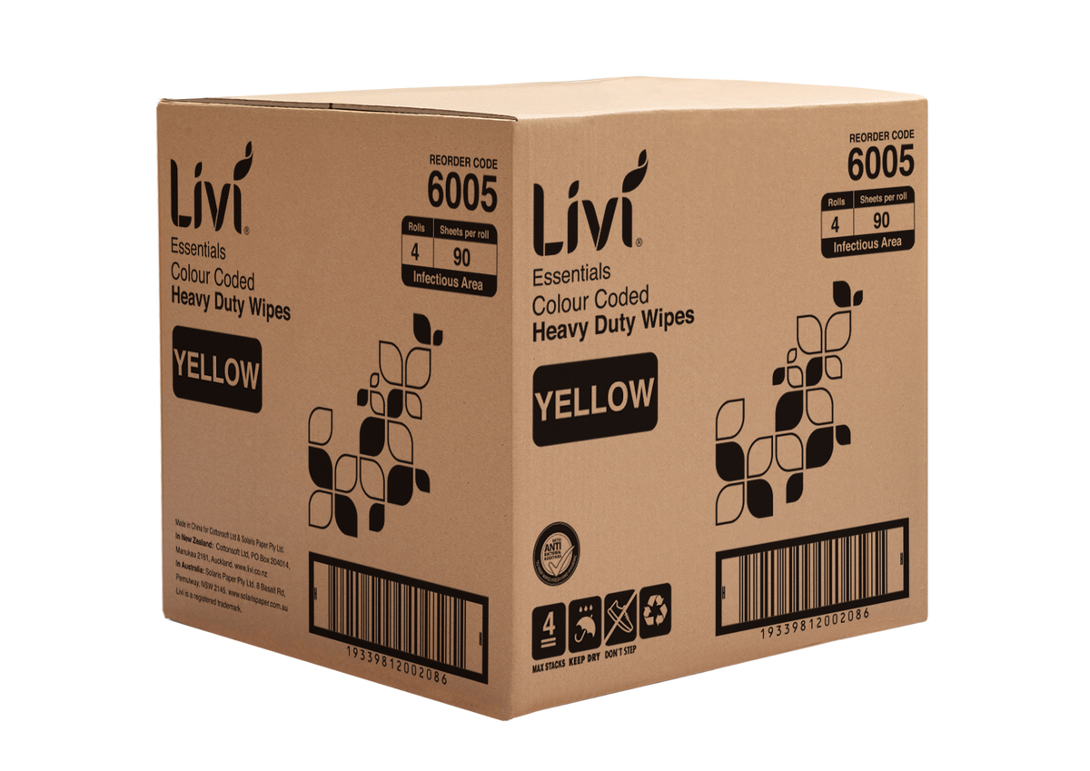 Livi 6005 Essentials commercial wipes yellow carton