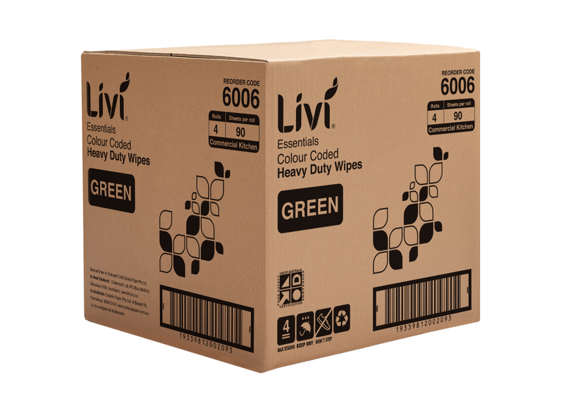 Livi 6006 Essentials commercial wipes green carton