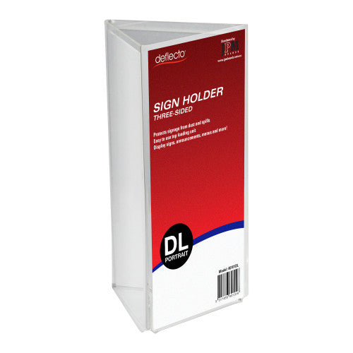 Deflecto Triangular 3 Sided Sign Holder DL Portrait