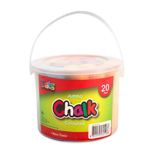 Dats Jumbo Chalk Bucket Assorted Colours 20 Pack