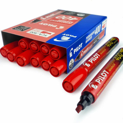 Pilot SCA-400 Permanent Marker Chisel Broad Red Box of 12