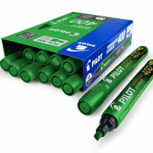 Pilot SCA-400 Permanent Marker Chisel Broad Green Box of 12