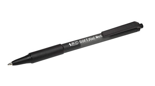 BIC 91435 SoftFeel Retractable Ballpoint Pen Medium Black Box of 12
