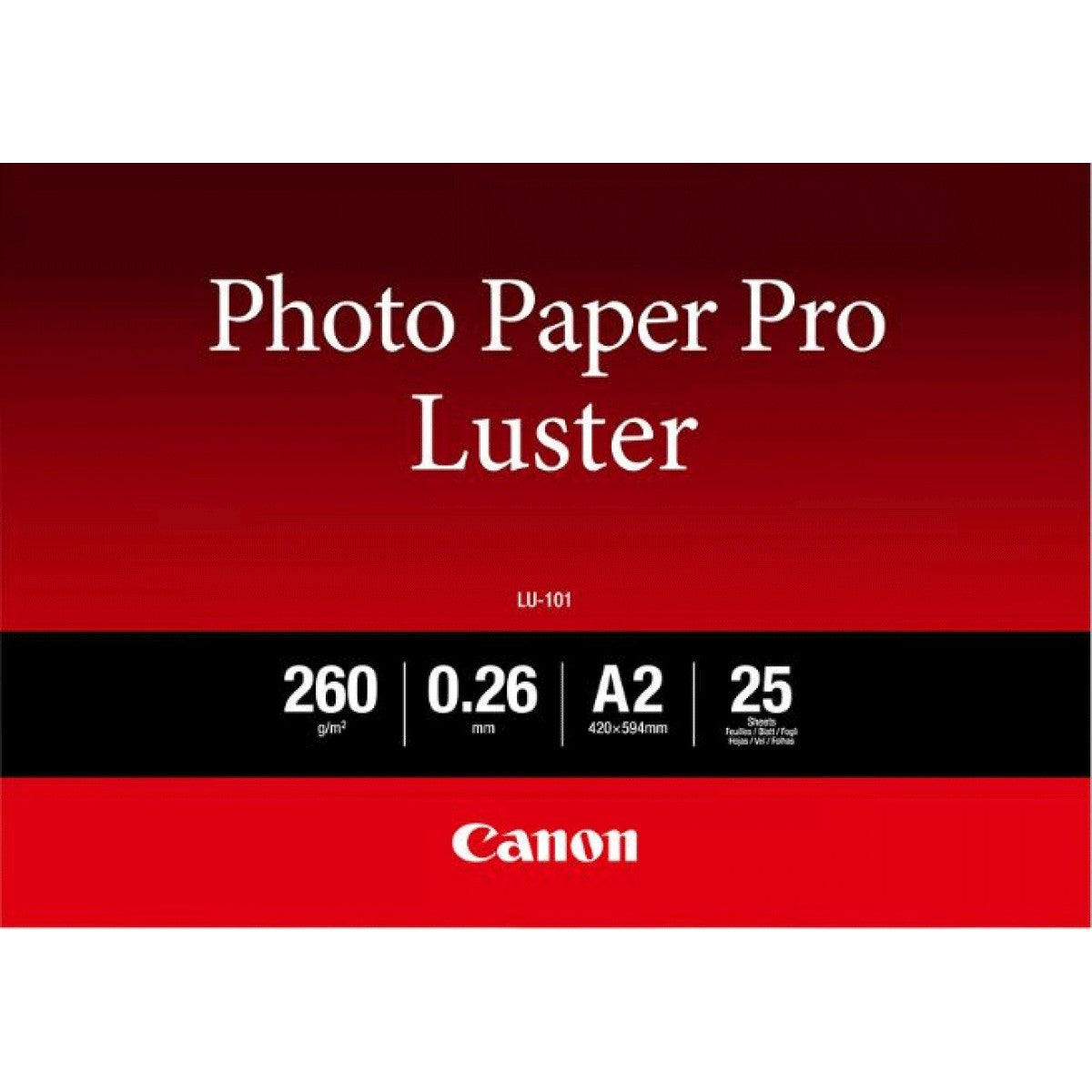 Canon LU-101 Photo Paper Pro Luster A2 260gsm 25 sheet pack
