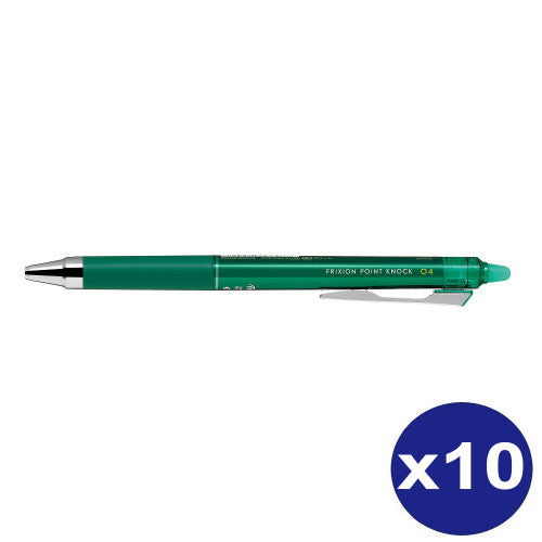 Pilot FriXion Point Knock Erasable Retractable Gel Pen 0.4mm Green Box of 10