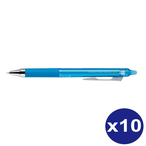 Pilot FriXion Point Knock Erasable Retractable Gel Pen 0.4mm Light Blue Box of 10