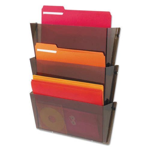 Deflecto Unbreakable Wall Pocket 3 Pack Smoke A4 Landscape