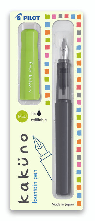 Pilot Kakuno BegreeN Fountain Pen Lime Green Grey Barrel Medium Nib