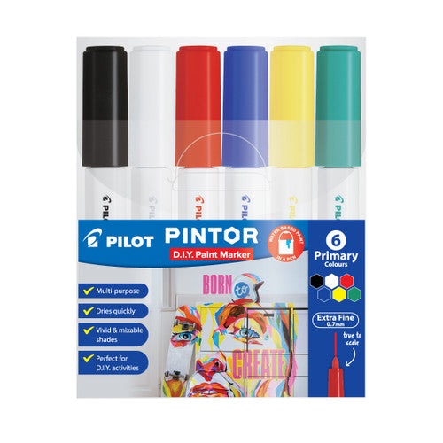Pilot Pintor Marker Set Extra Fine Primary Colours Wallet of 6