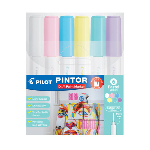 Pilot Pintor Marker Set Extra Fine Pastel Colours Wallet of 6