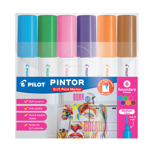 Pilot Pintor Marker Set Medium Secondary Colours Wallet of 6