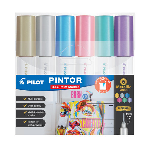 Pilot Pintor Marker Set Medium Metallic Colours Wallet of 6
