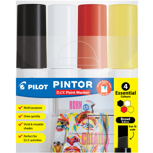 Pilot Pintor Marker Set Broad Essential Colours Wallet of 4
