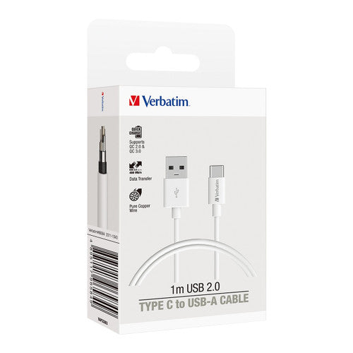 Verbatim Charge and Sync USB C Cable 1M White
