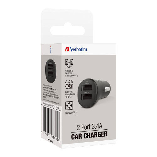 Verbatim Car Charger Dual Port 3.4A Black